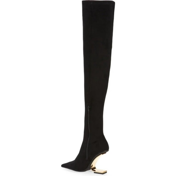 New Jeffrey Campbell Compass-Ok Black Suade Over the Knee Boots Size 6 Like New - Picture 4 of 5